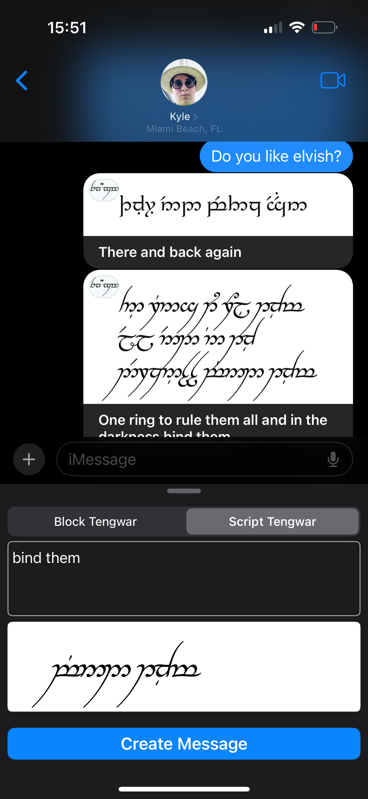 Tengwar Messaging App Screenshot 2
